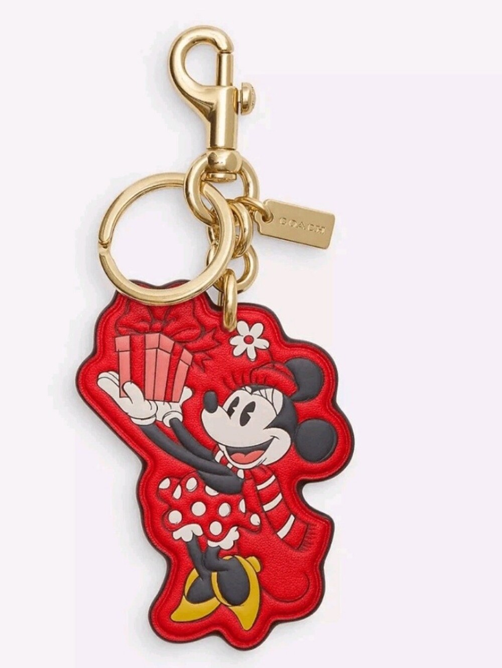 NWT Coach Disney X Red Leather Key Charm with Gold Hardware